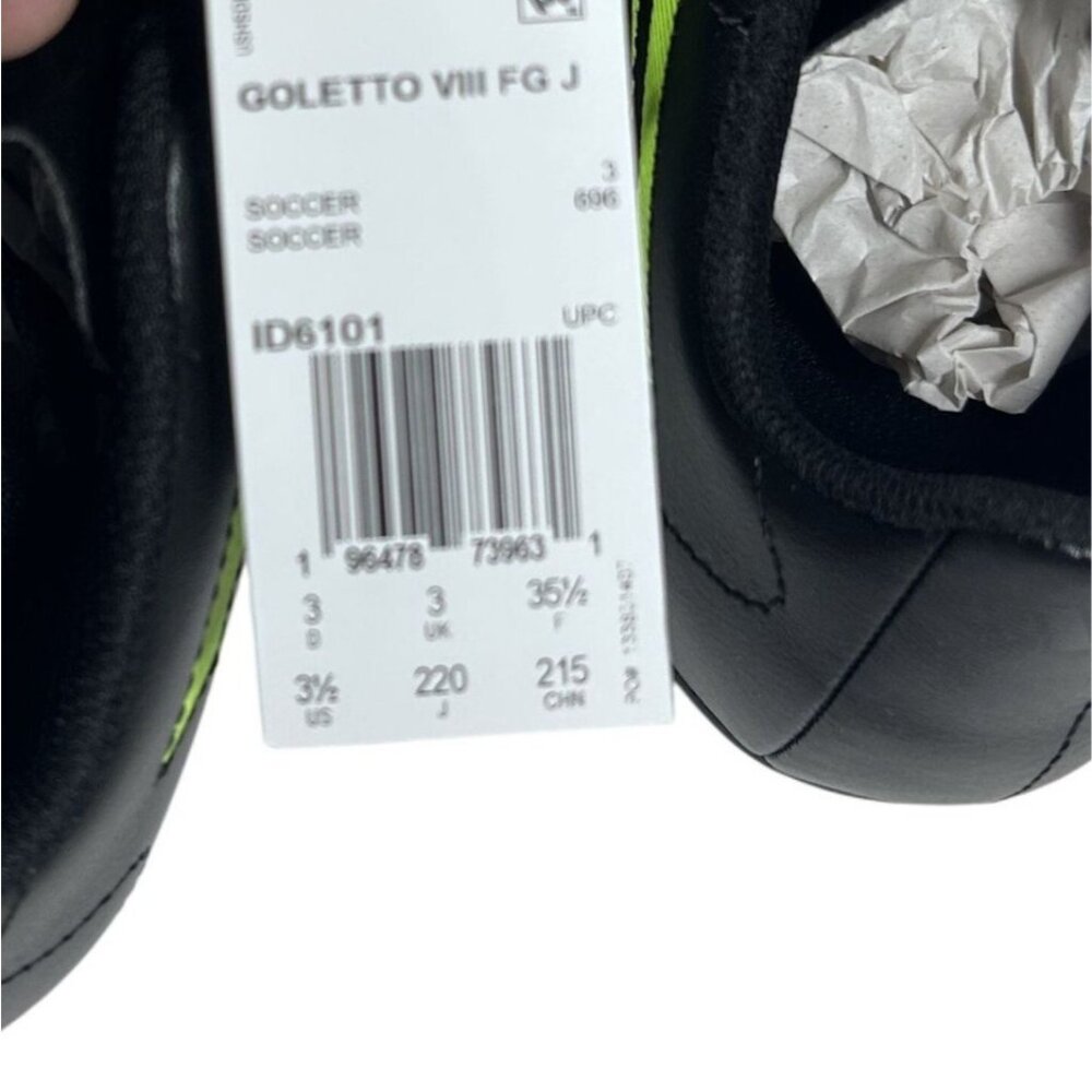 Adidas Golettoviii FG J Soccer Cleats‎ Youth Size 3.5 Black/Green NEW - Picture 9 of 9